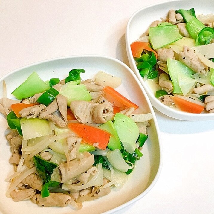 リーチ一発♪もつの野菜炒め